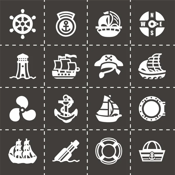 Vector Saiboat icono conjunto — Archivo Imágenes Vectoriales