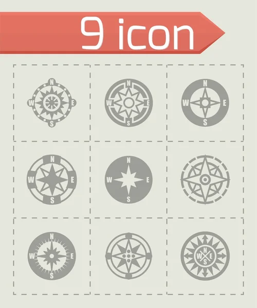 Brújula vectorial icono conjunto — Vector de stock