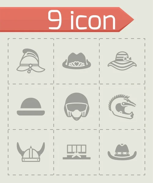 Conjunto de iconos de casco y sombrero de vector — Vector de stock