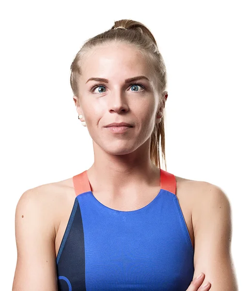 Şaşı mavi gözlü sarışın kız