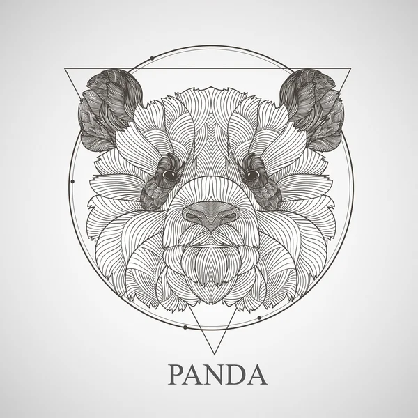 Panda hoofd in Flash tattoo stijl. Geïsoleerde vector hand getekende illustratie in Street Art Design. Detail zentangle. Boho stijl. — Stockvector