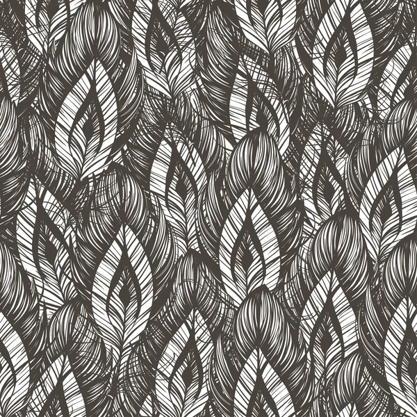 Nahtloses Muster mit handgezeichneten Federn. Vektorillustration. — Stockvektor