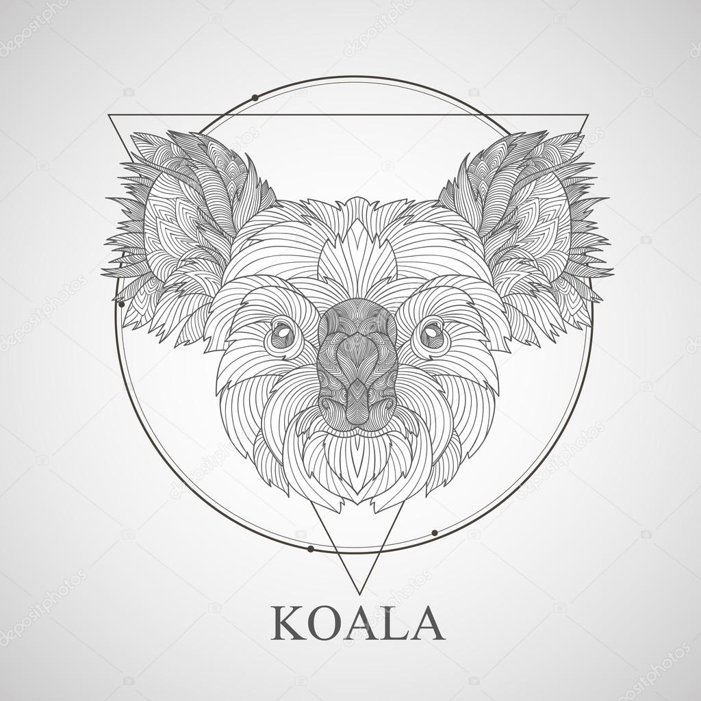 Koala head in flash tattoo style. Isolated vector hand drawn illustration in street art design. Detail zentangle. Boho style. Stock Vector by ©kusuha 122604684