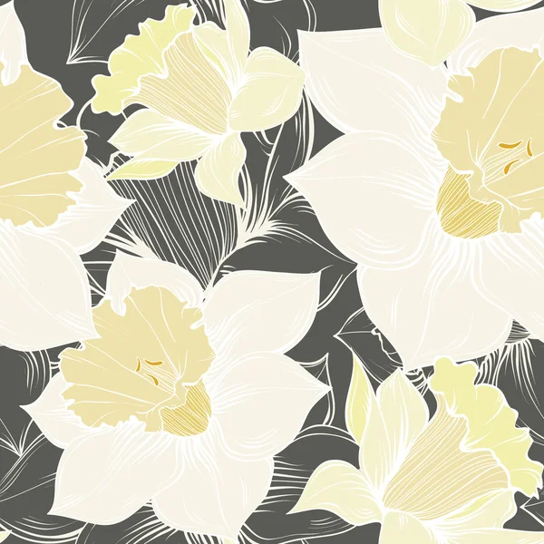 Patroon met bloemen narcissen — Stockvector