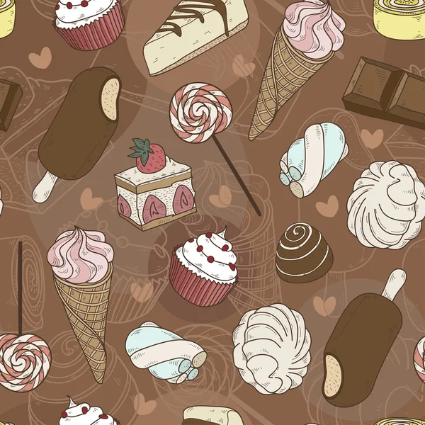 Different sweets seamless pattern — Stock Vector