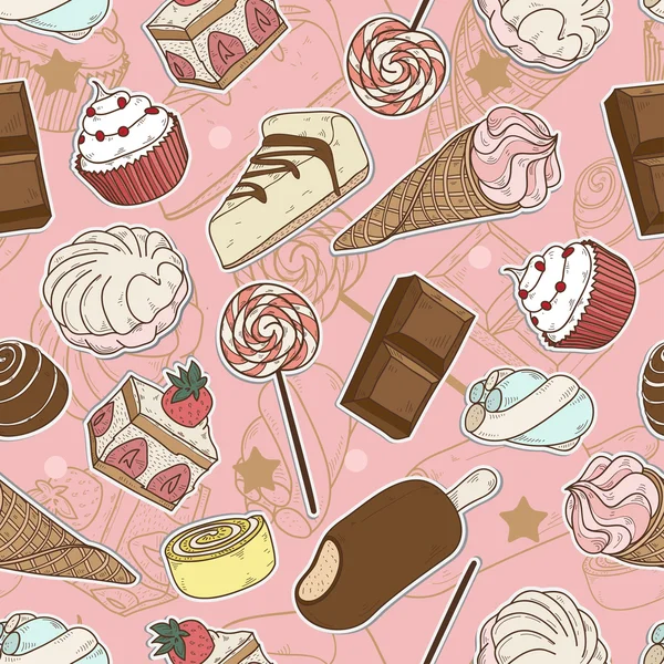 Different sweets seamless pattern — Stock Vector