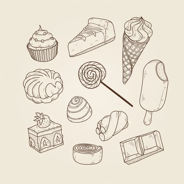 Bakery products and sweets — Stock Vector