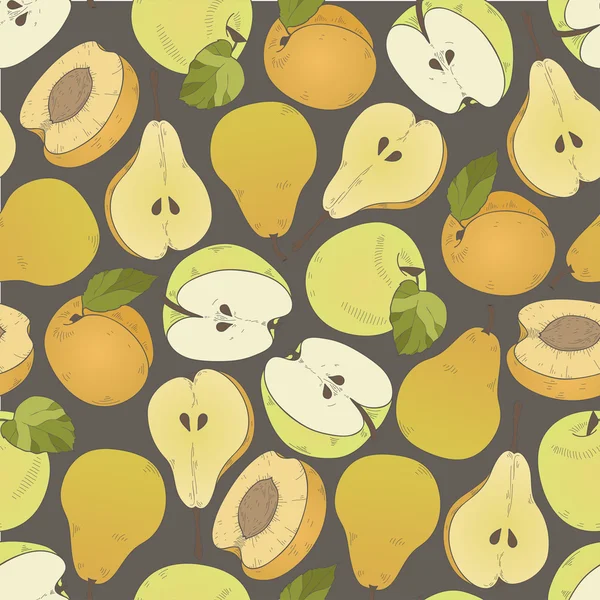Äpplen och pers seamless mönster — Stock vektor