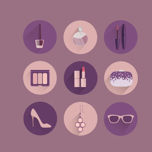 Conjunto de iconos accesorios mujer — Vector de stock