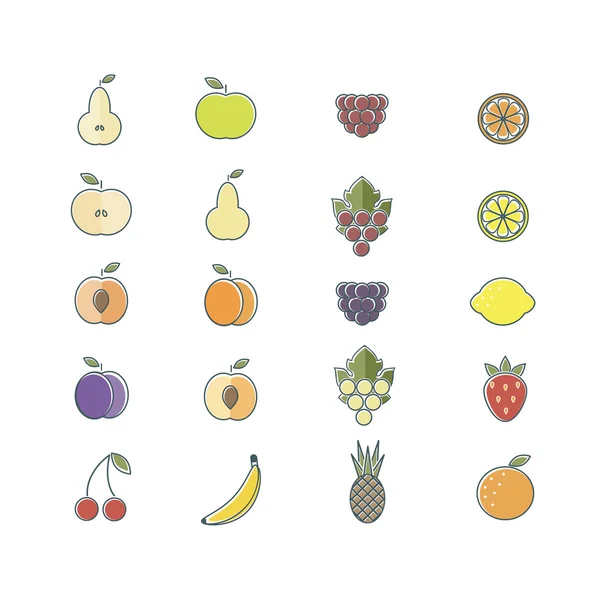 Frukt ikon set — Stock vektor