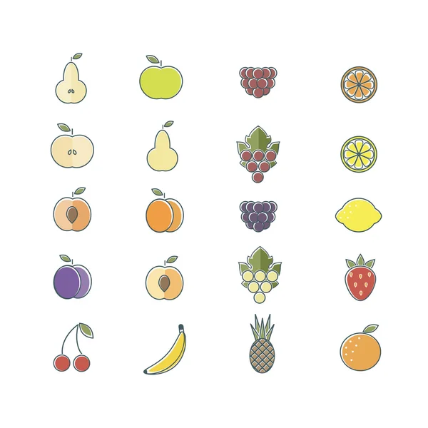 Fruits icon set — Stock Vector