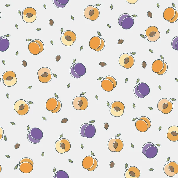 Plommon och aprikoser seamless mönster — Stock vektor