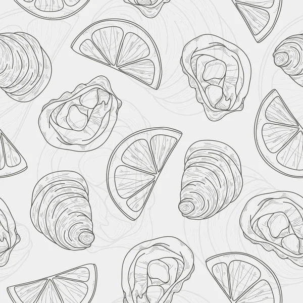 Modèle sans couture de fruits de mer — Image vectorielle