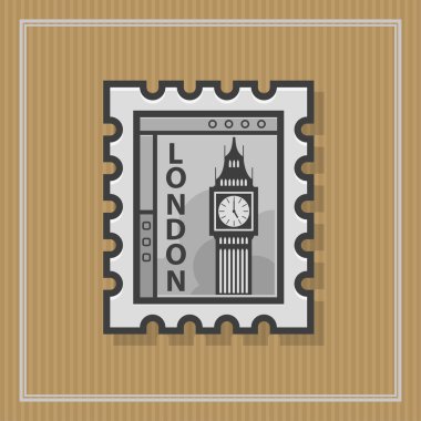 Stamp with Big Ben view. Vector illusttration