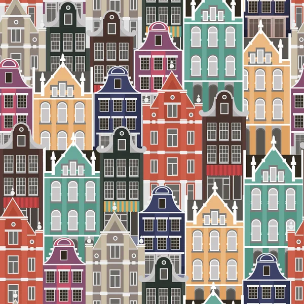 Vector colorful seamless vector background with holland national houses — 图库矢量图片