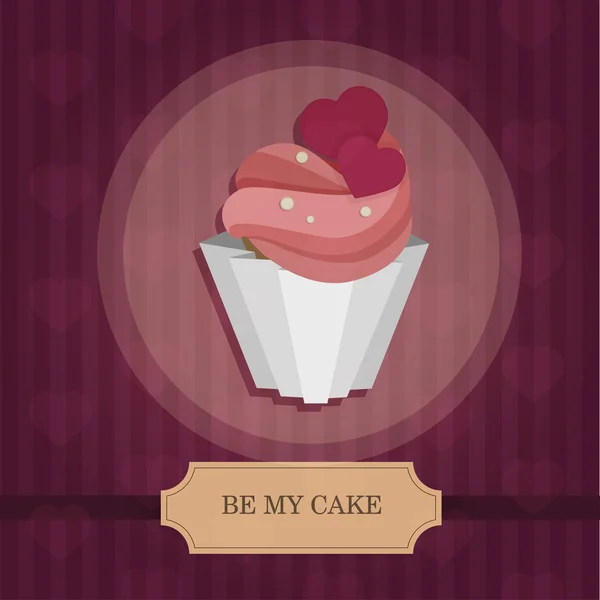 Happy valentines day cards with ornaments, hearts and cute cupcake. Vector illustration — ストックベクタ