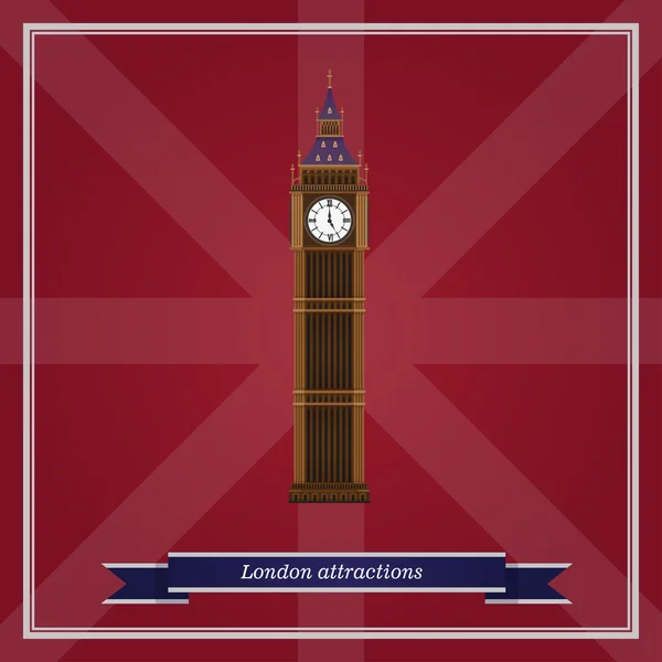 Big Ben tower illustration, isolated. Vector — Wektor stockowy