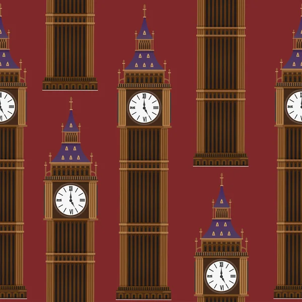 Sketch Big Ben, vector vintage seamless pattern — Stock vektor