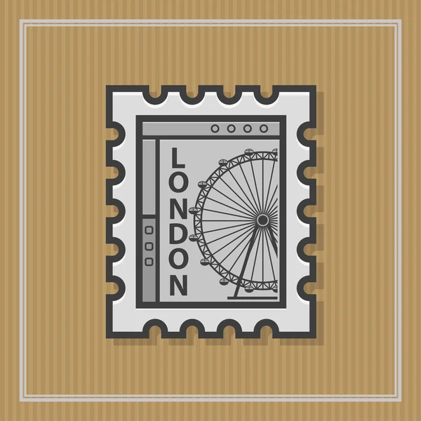 Stamp with London Eye view. Vector illusttration — Stockvector