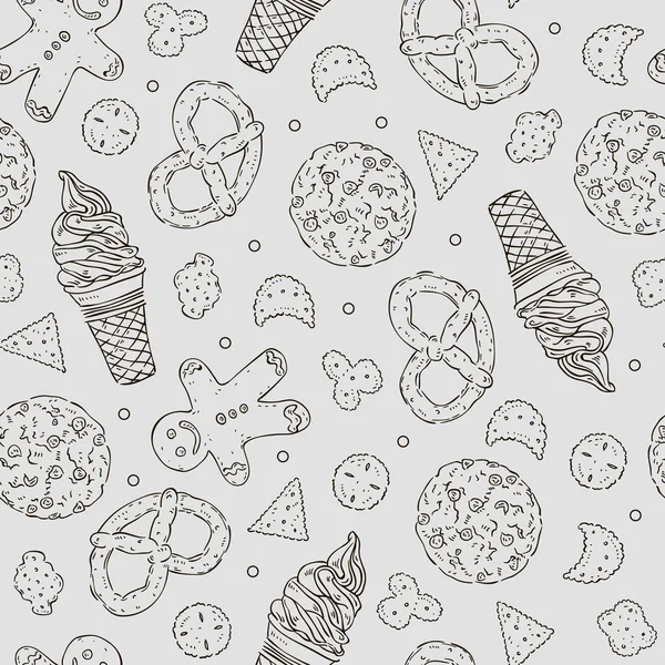 Vector hand drawn seamless texture of different confectionary. — Διανυσματικό Αρχείο