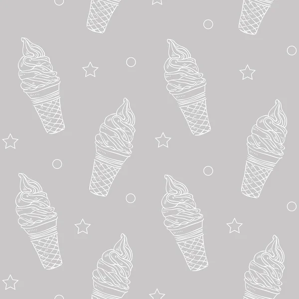 Vector hand drawn seamless texture with ice cream. — ストックベクタ