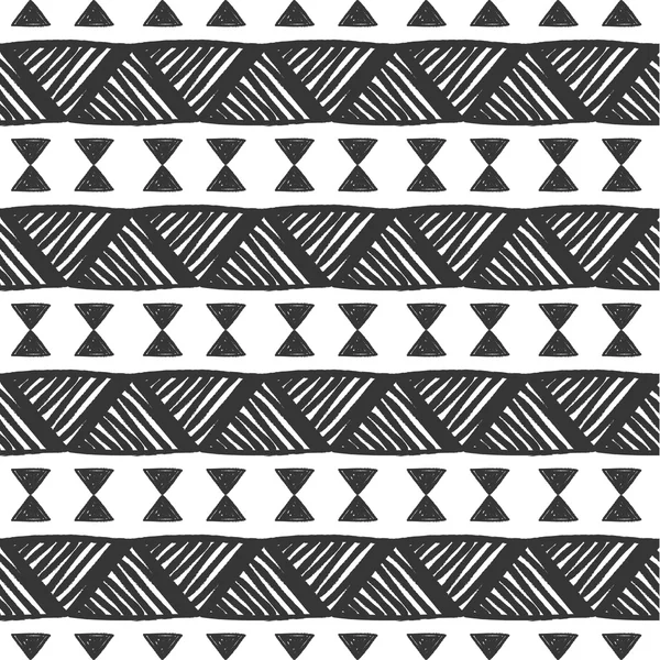 Ontwerpen voor stof en afdrukken. Zwart-wit tribal Slavische mensen vector naadloze patroon. Geometrische afdrukken. Etnische hipster achtergrond. Hand getrokken. — Stockvector