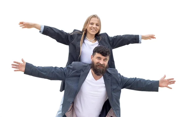 Pareja Feliz Hombre Mujer Pareja Divirtiéndose Viaje Primavera — Foto de Stock