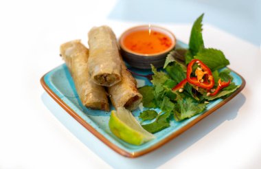 Vietnam geleneksel yemekleri dilsizdir. Restoran servisi..