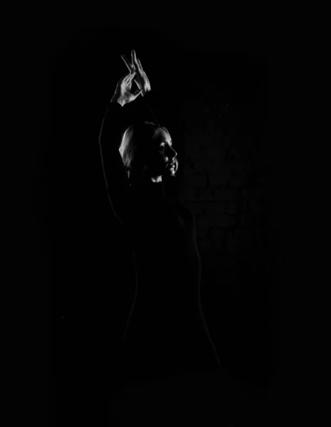 Black White Photography Silhouette Dancing Woman — Stock Photo, Image