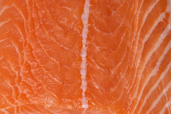 三文鱼肉片在白色背景上分离 纵向形态 — 图库照片