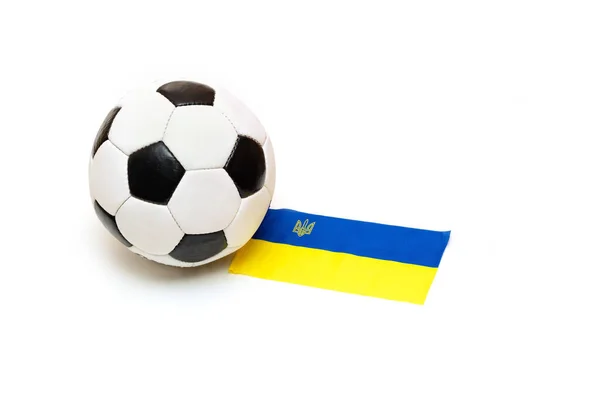 Soccer Ball Flag Ukraine Isolated White Background Football Concept — Stock Photo, Image