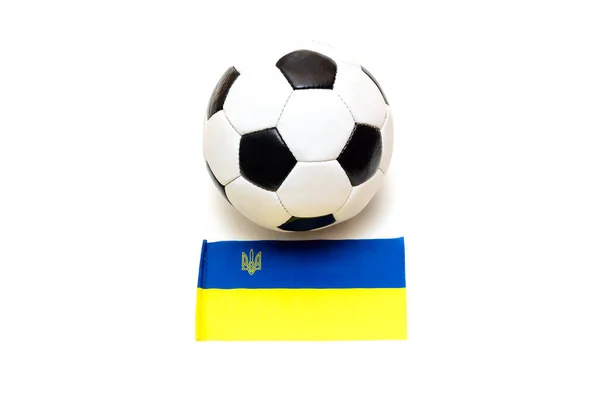 Soccer Ball Flag Ukraine Isolated White Background Football Concept — Stock Photo, Image