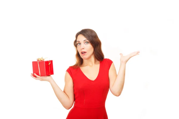 Vrouw en Kerstmis gift — Stockfoto