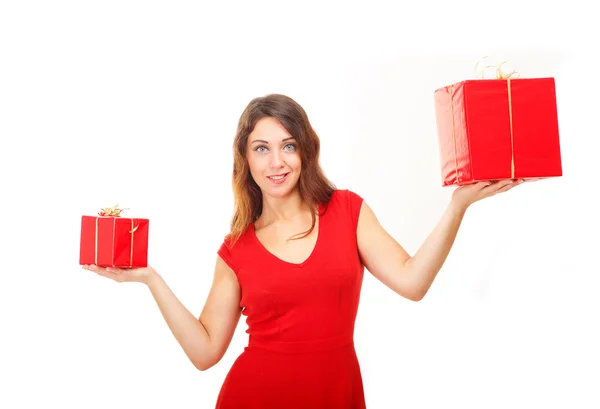 Kadın ve Noel hediye — Stok fotoğraf