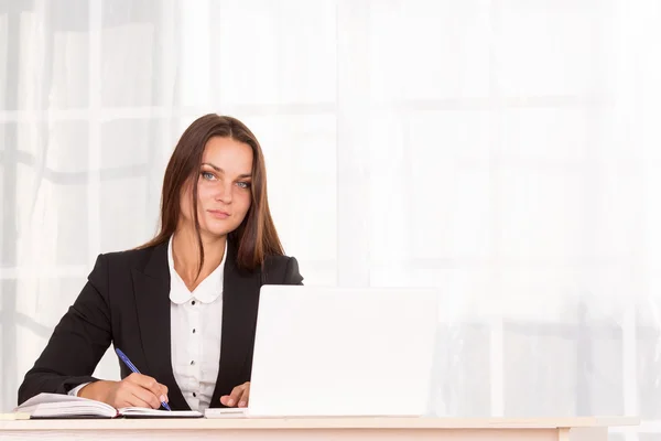 Female student. Modern business woman working in bright office. Manager, secretary. — Stock Photo, Image