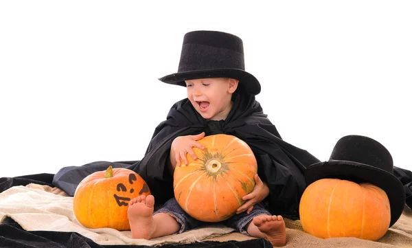 Halloween scene with little boy — Stock Photo, Image