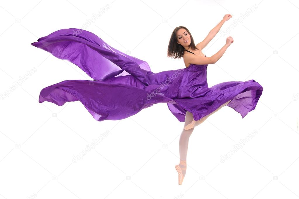 Ballet female dancer in violet gown