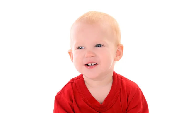 Kleine blonde jongen lachen — Stockfoto