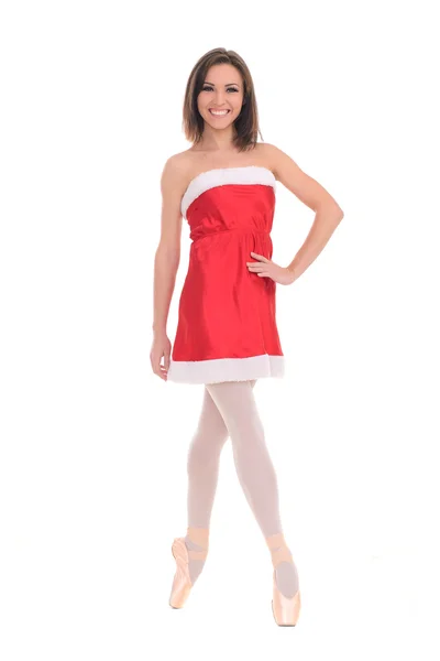 Female dancer in christmas dress — Stock Photo, Image