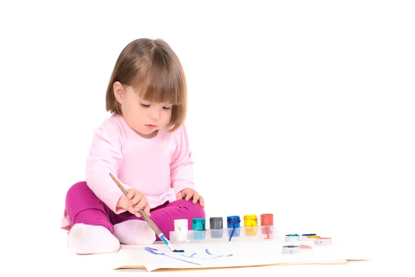 Bambina disegna da vernici — Foto Stock