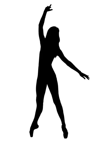 Silhouette of female dancer in black and white — Stock Photo, Image