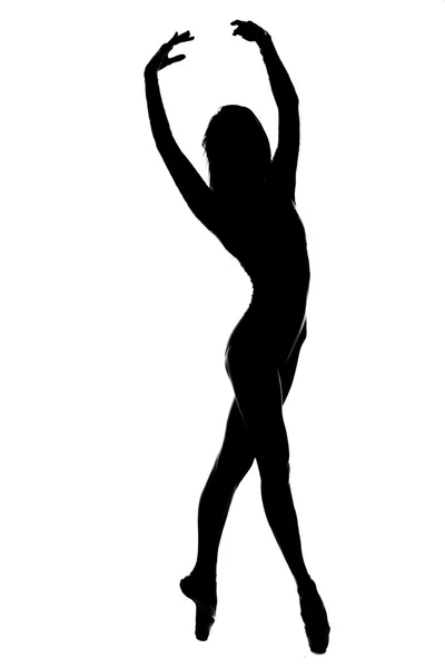 Silhouette of female dancer in black and white — Stock Photo, Image