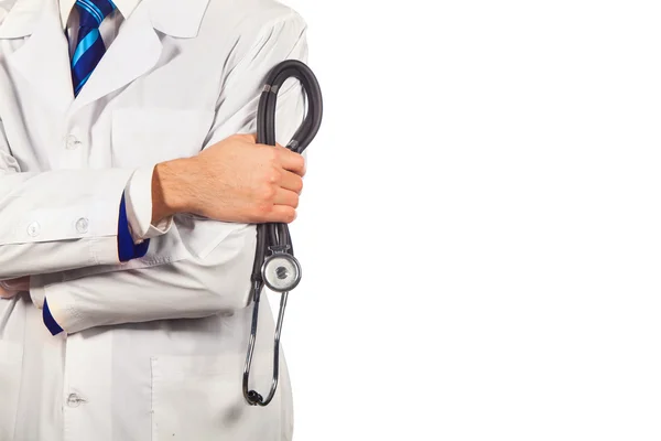 Здравоохранение, профессия, люди и медицина - врач со стетоскопом — стоковое фото