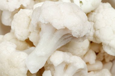 Donmuş karnabahar çiçeklerini kapatın.