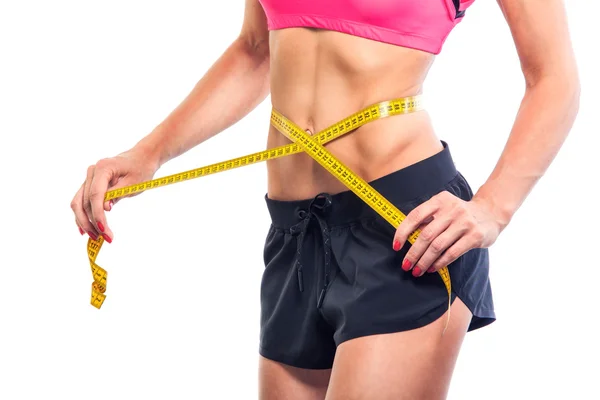 Perder peso - medir el cuerpo de las mujeres — Foto de Stock