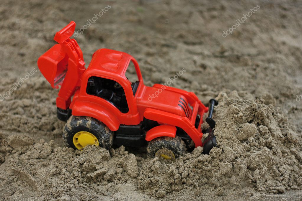 red excavator toy