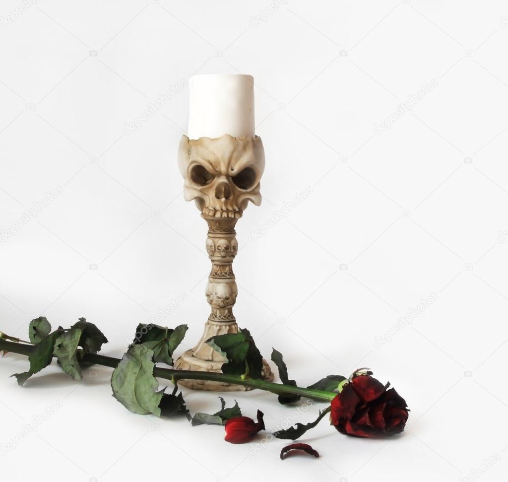 Gothic candle with dry rose