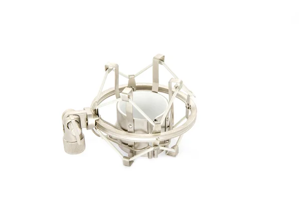 Şok mikrofon monte beyaz arka plan üzerinde