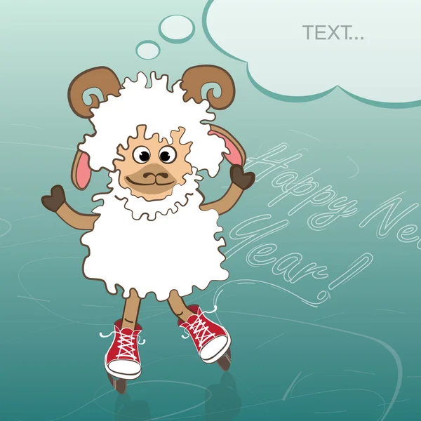 Buz pateni pisti komik yılbaşı koyun