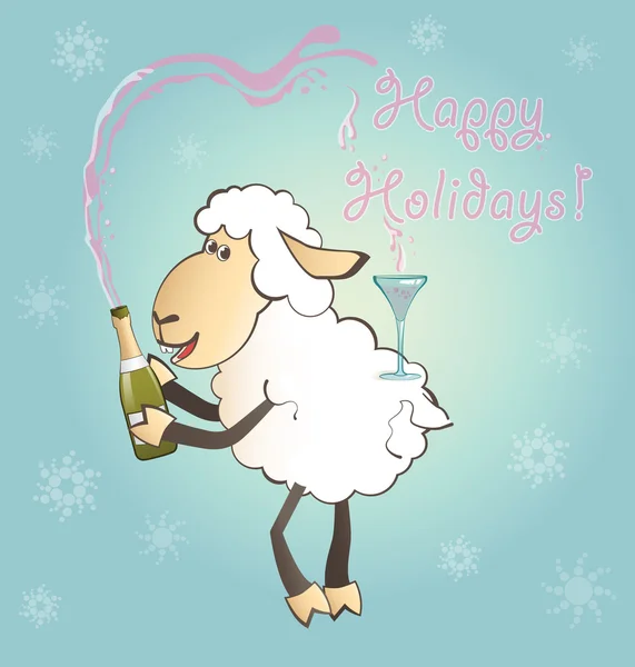 Şampanya ile komik yılbaşı koyun